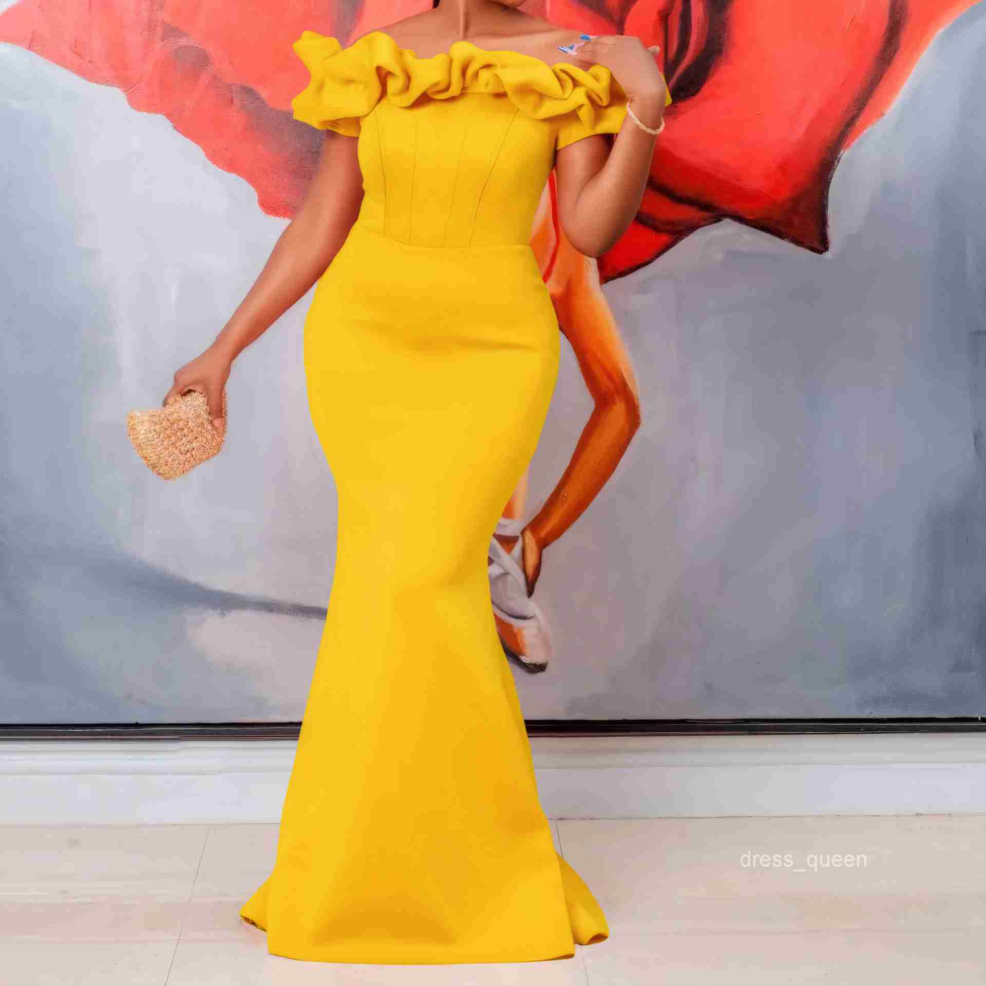 Womens 2025 Summer One Neck Sexy Fish Tail Long Dress