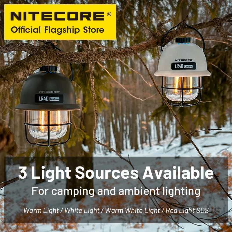 NITECORE 2-in-1 LR40 Camping Light Power Bank 100 Lumens 3 Light Sources Portable LED USB-C Rechargeable Camping Tent Lantern W250613