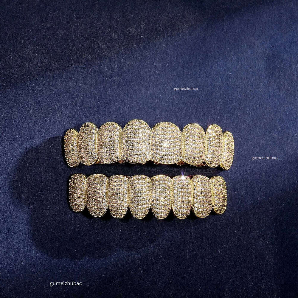 Exclusive customization Moissanite Teeth Grillz iced out Hop Sier decorative braces Real Dia Bling Tooth Grills For Men