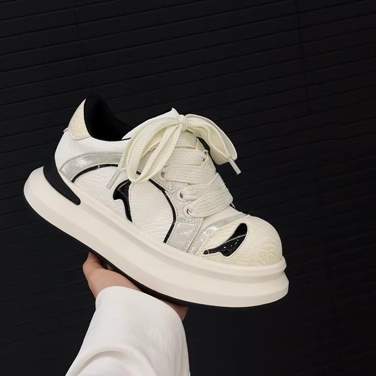 Ddmysports Spring Summer New Thick Soled Bread Sneakers Color Block Versatile Height Increasing Casual Sports Shoes Outdoor Shoes