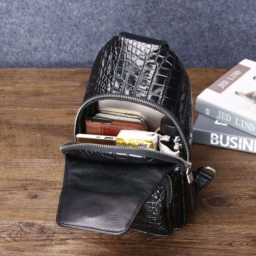 Pattern Crocodile Bone Men's Claw Front Chest Upgraded Crossbody Fashion Outdoor Shoulder Bag