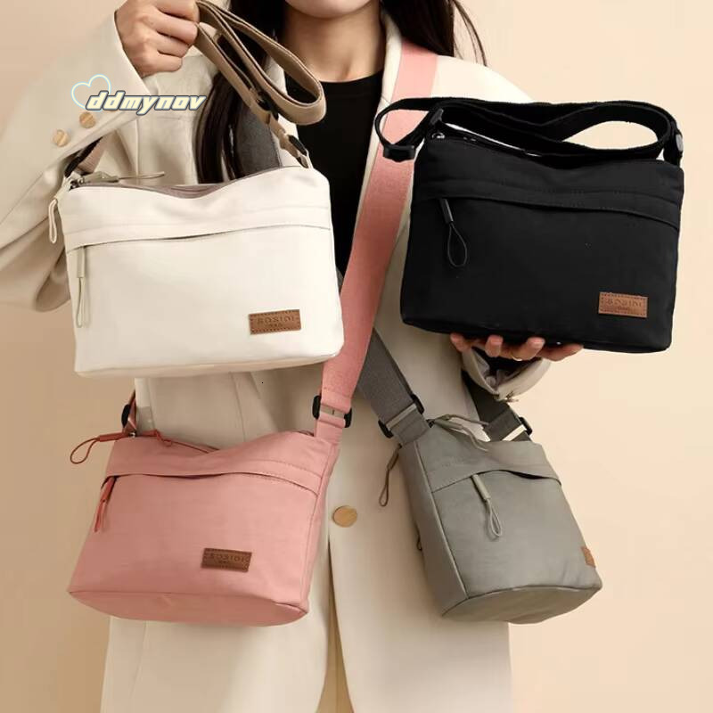 3 Main Pockets High Capacity Shoulder Crossbody Bag Women Multi-pocket Purse Canvas Handbag Suitable for Mothers Shopping ddmynov