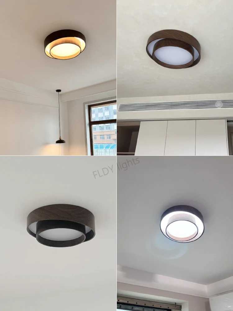 Menvix Nordic Walnut Wood LED Ceiling Chandelier for Living Dining Room Balcony Bedroom Lamp Home Decor Indoor Lighting Fixture XJ2500613