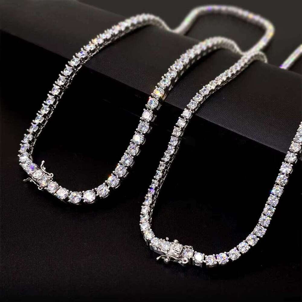 Hiphop Jewelry Ice Out Sterling Sier 2Mm 3Mm 4Mm 5Mm 65Mm Silicon Stone Tennis Chain