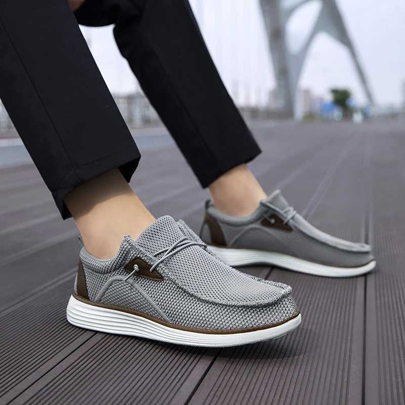 Mens Adjustable Lace-Up Loafers Shoes N-Slip Sole Breathable Upper Comfortable for Walking Jogging Casual Shoes XJ250614