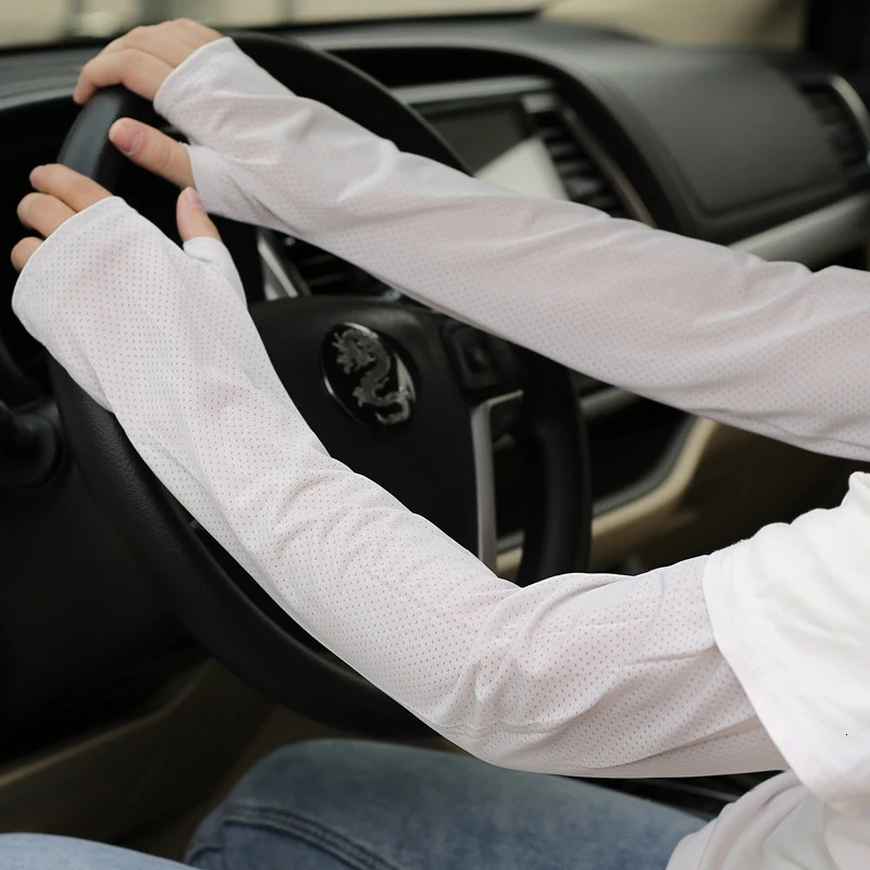Ice sleeve summer sun protection mens ice silk sleeve womens thin cycling lengthening loose driving sunshade elbow gloves 250610