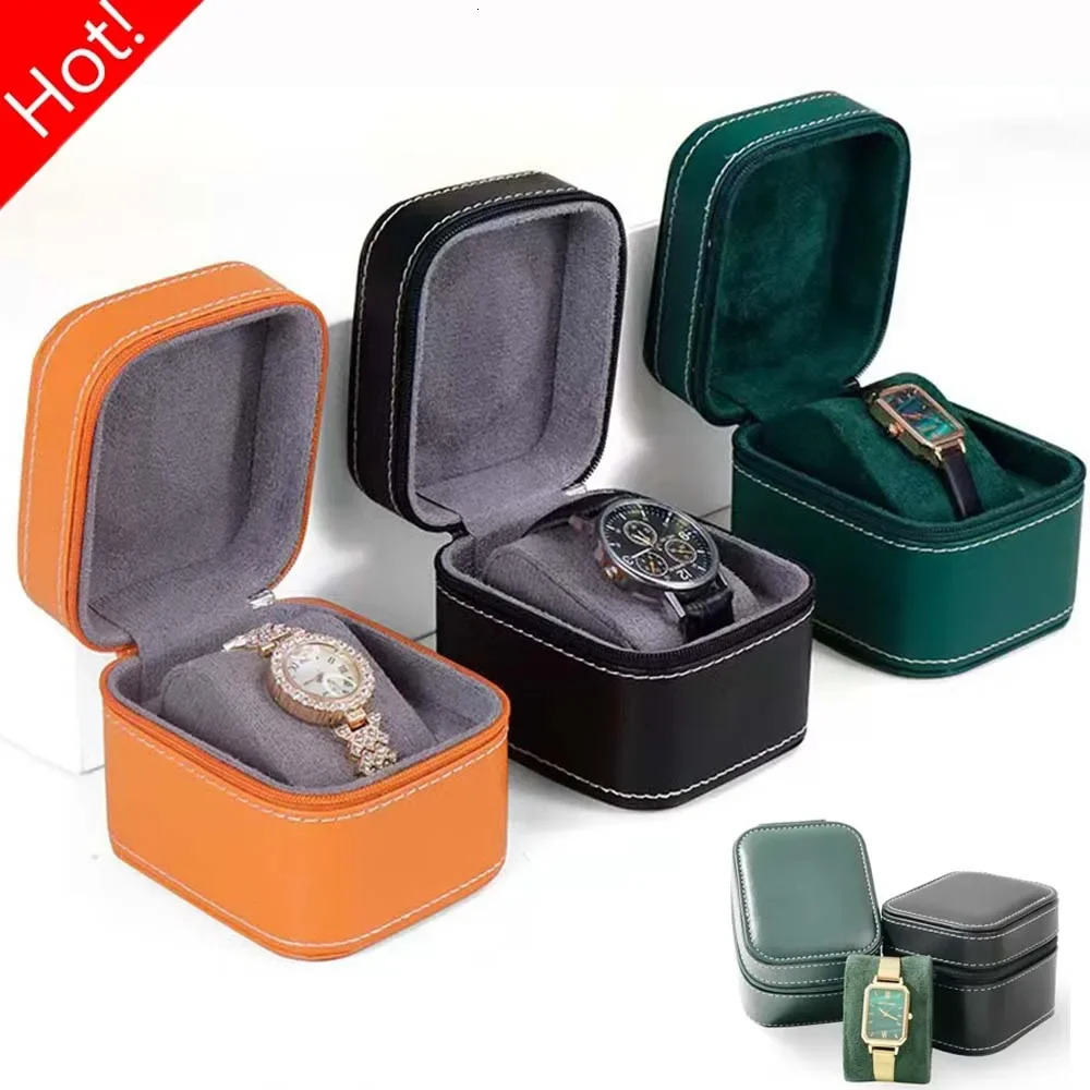 Single Watch Case PU Leather Watch Travel Case with Removable Cushion Jewelry Storage Case Organizer Portable Square Watch Box 250613