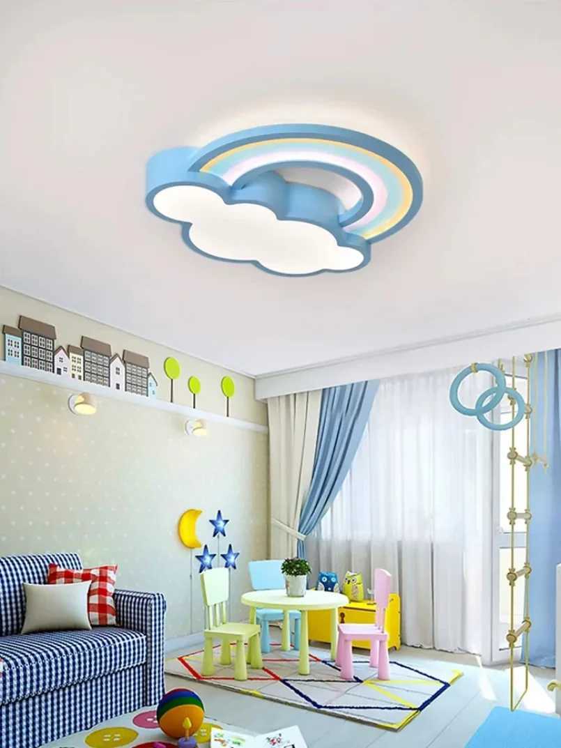 Rainbow LED Ceiling Mounted Light for Bedroom Children Kids Girls Pink Decoration Lamp Home Indoor Lighting Cloud Living Room XJ2500613