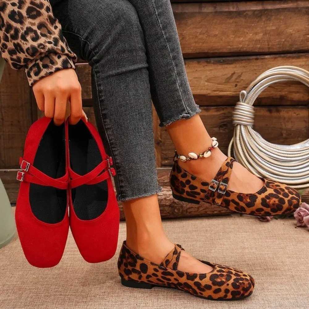 Ballet Flats Women Loafers Barefoot Floors Trend Comfortable Shoes Stylish Red Leisure Leopard Print Color Offer Plus Size 43 XJ250614