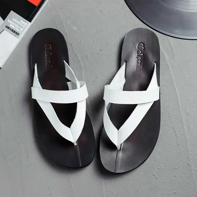 Comfortable Breathable Leather Flip Flops for Women and Men Summer Sandals Z250614
