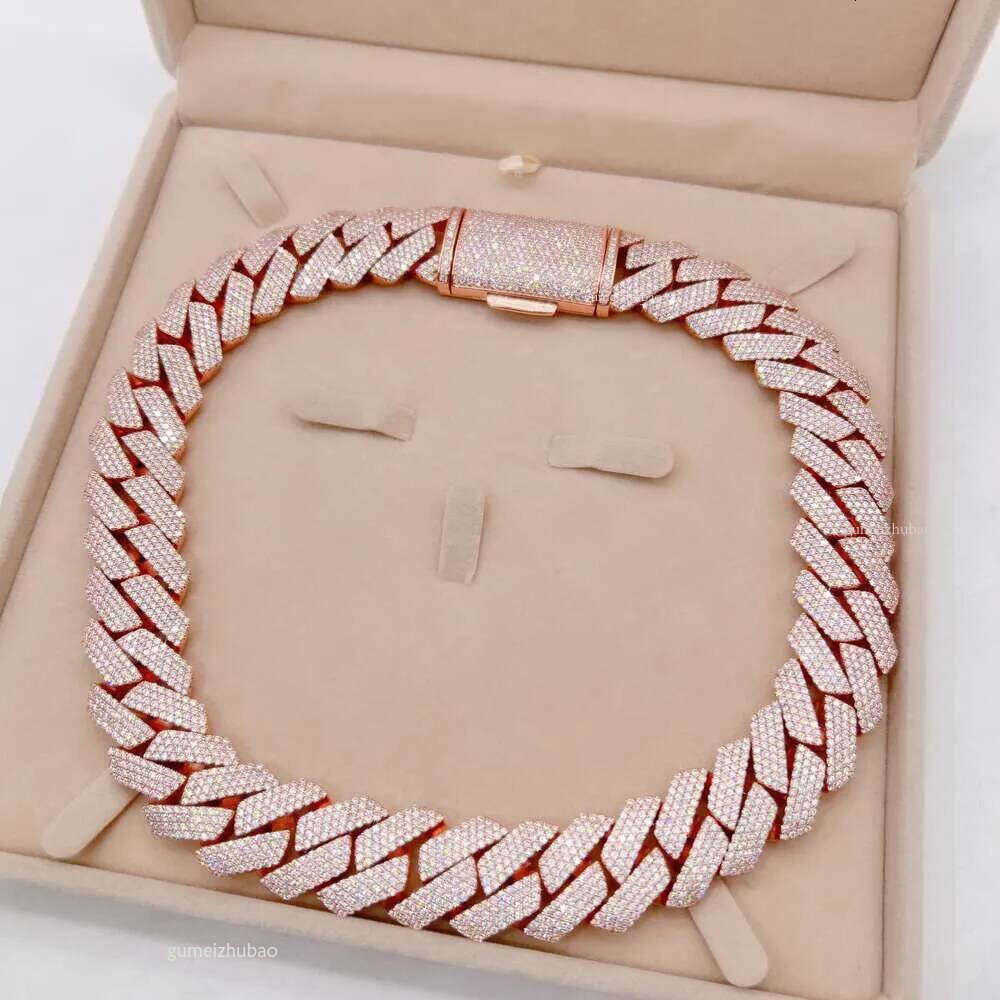 Wholesale Price Rose Gold Sterling Sier Vvs Moissanite Cuban Link Chain