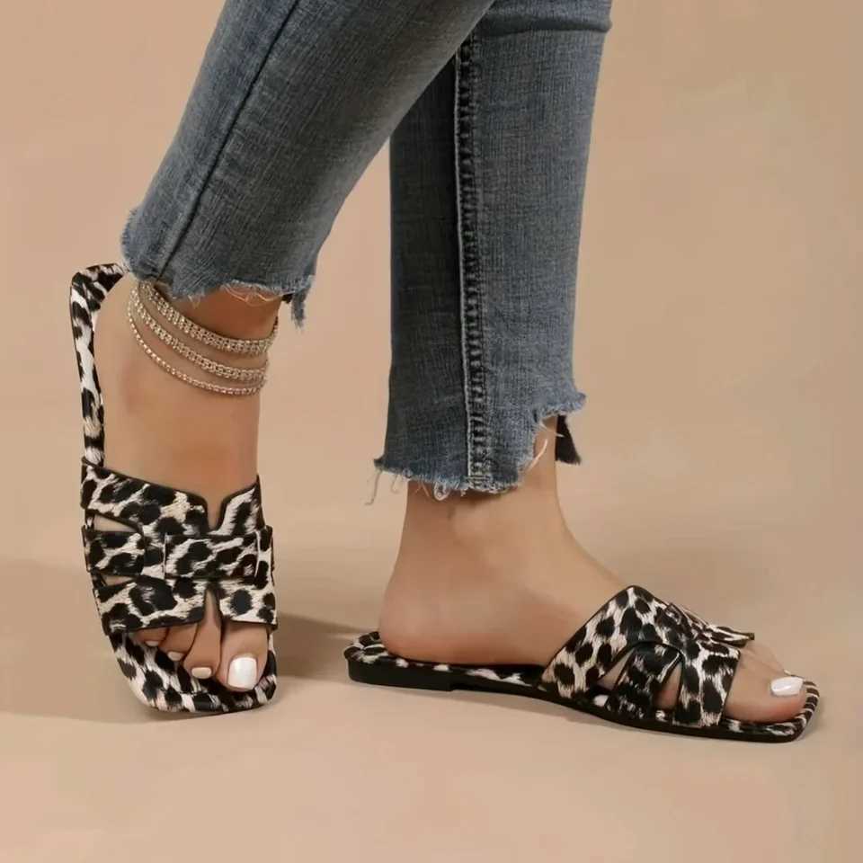 Pink womens leather slippers comfortable open heel flat shoes casual couple beach sandals Z250614