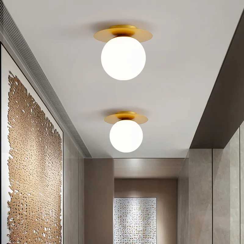 Gold LED Bulb Porch Light Aisle Living Room Bedroom with Modern Ceiling Light White Glass Ceiling Light XJ2500613