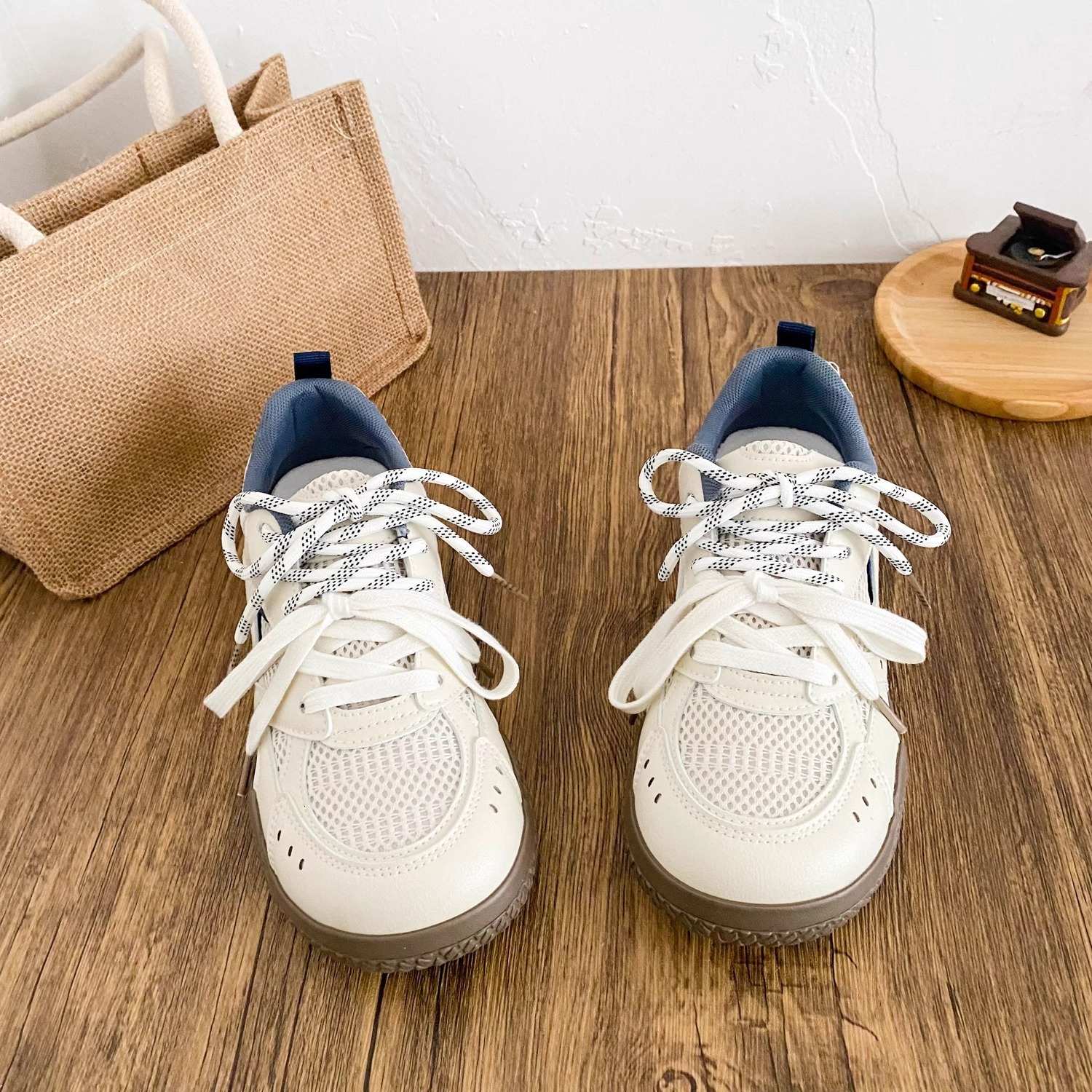 Ddmysports Spring New White Sneakers Mesh Breathable Sports Casual Fashion Versatile Non Slip German Training Shoes For Women Outdoor Shoes