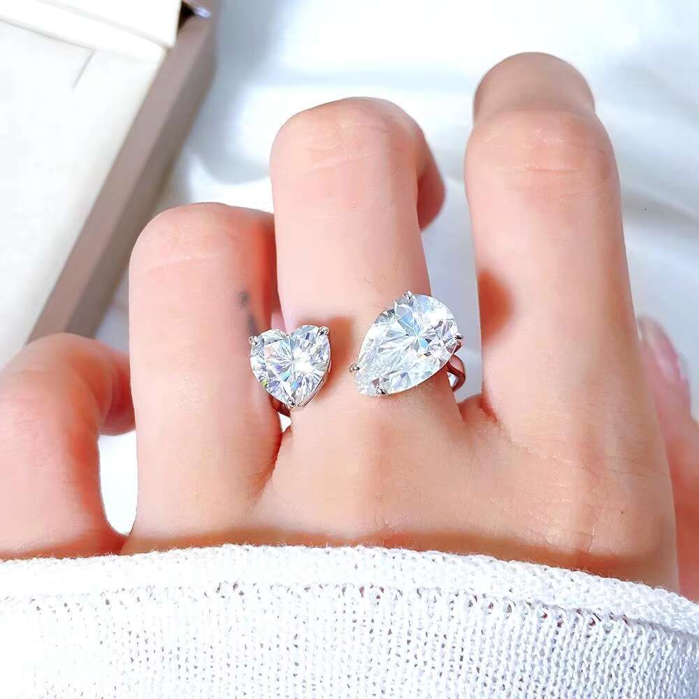 FOXI Valentine Ring Heart Moissanite Diamond Ring 925 Sterling Silver Promise Engagement Wedding Band Rings Party Jewelry Gift