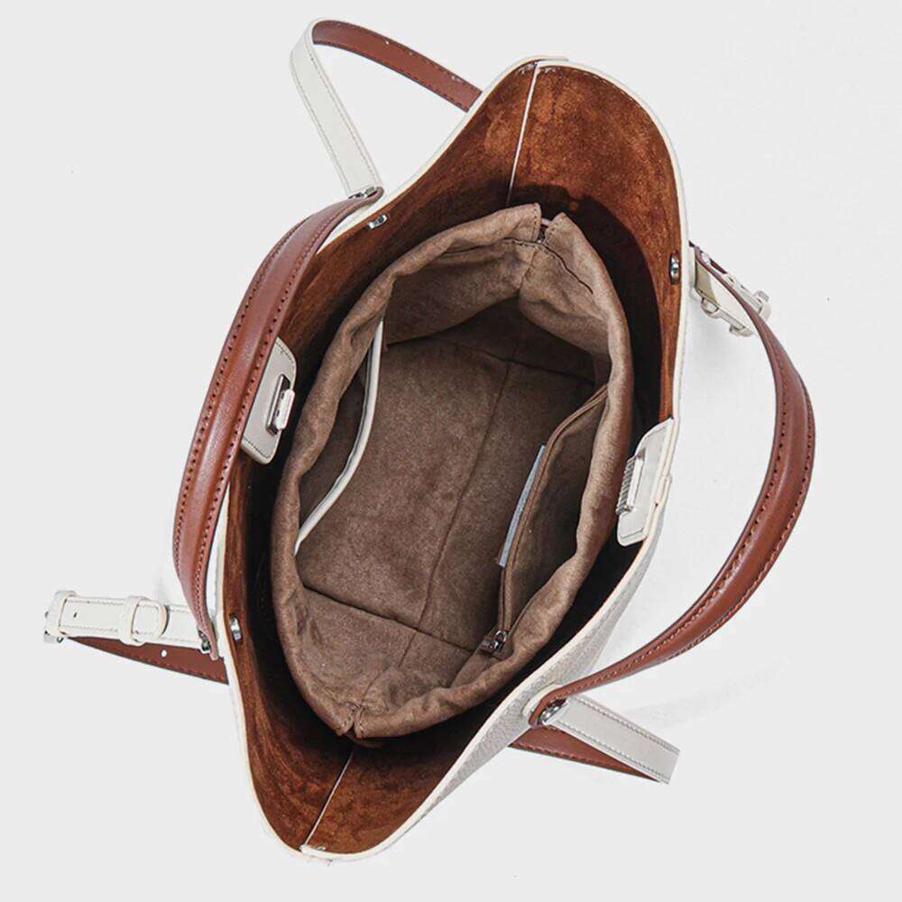 Large Capacity Women 2025 New Bucket bag Retro Genuine Leather Tote Ladies Elegant Handbags Woman Shoulder Bag