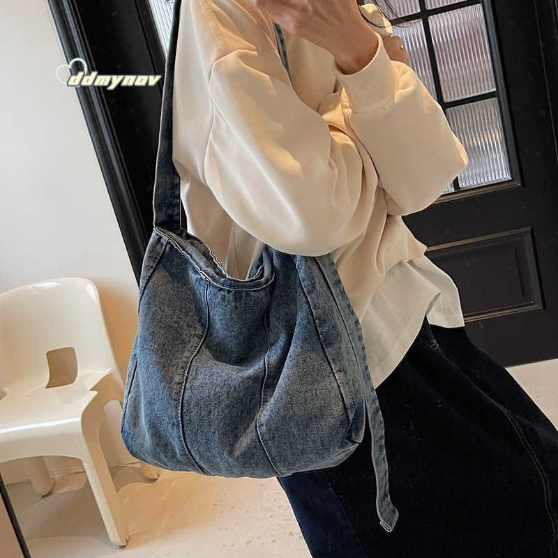 Fashion Handbag Niche Versatile New Single Shoulder Casual Denim Wear-resistant Large Capacity Lazy Crossbody Bag ddmynov