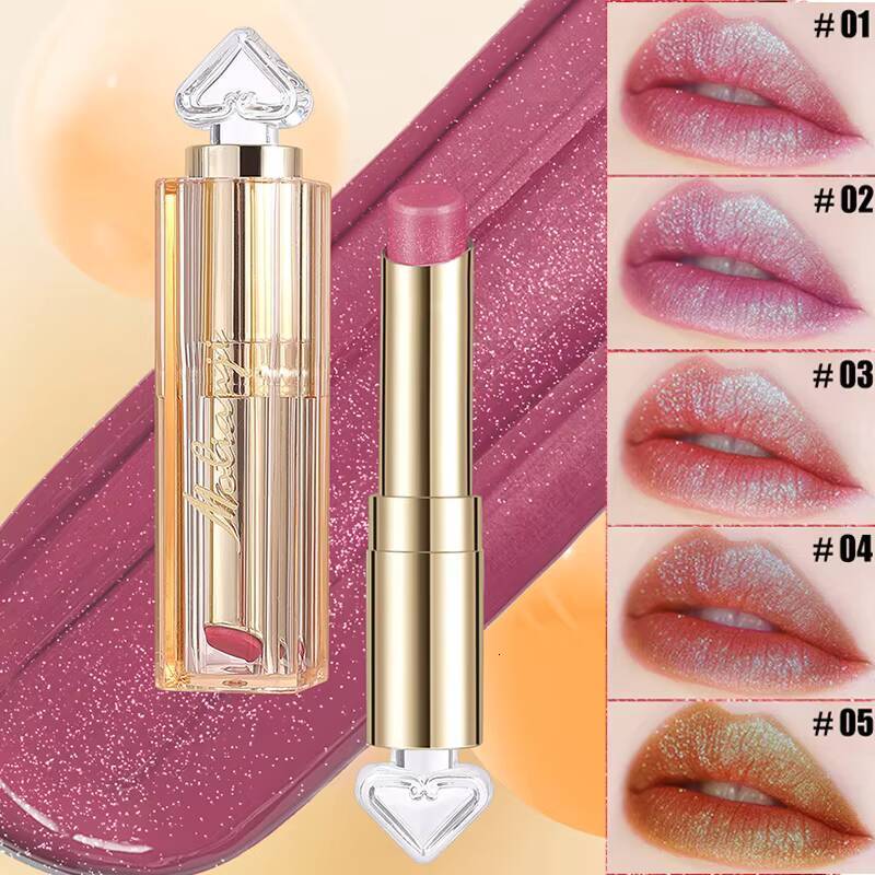 Waterproof Shimmer Matte Texture Pearlescent Glitter Velvet 24H Long Lasting Diamond Lipstick Women Makeup 1PCS happy