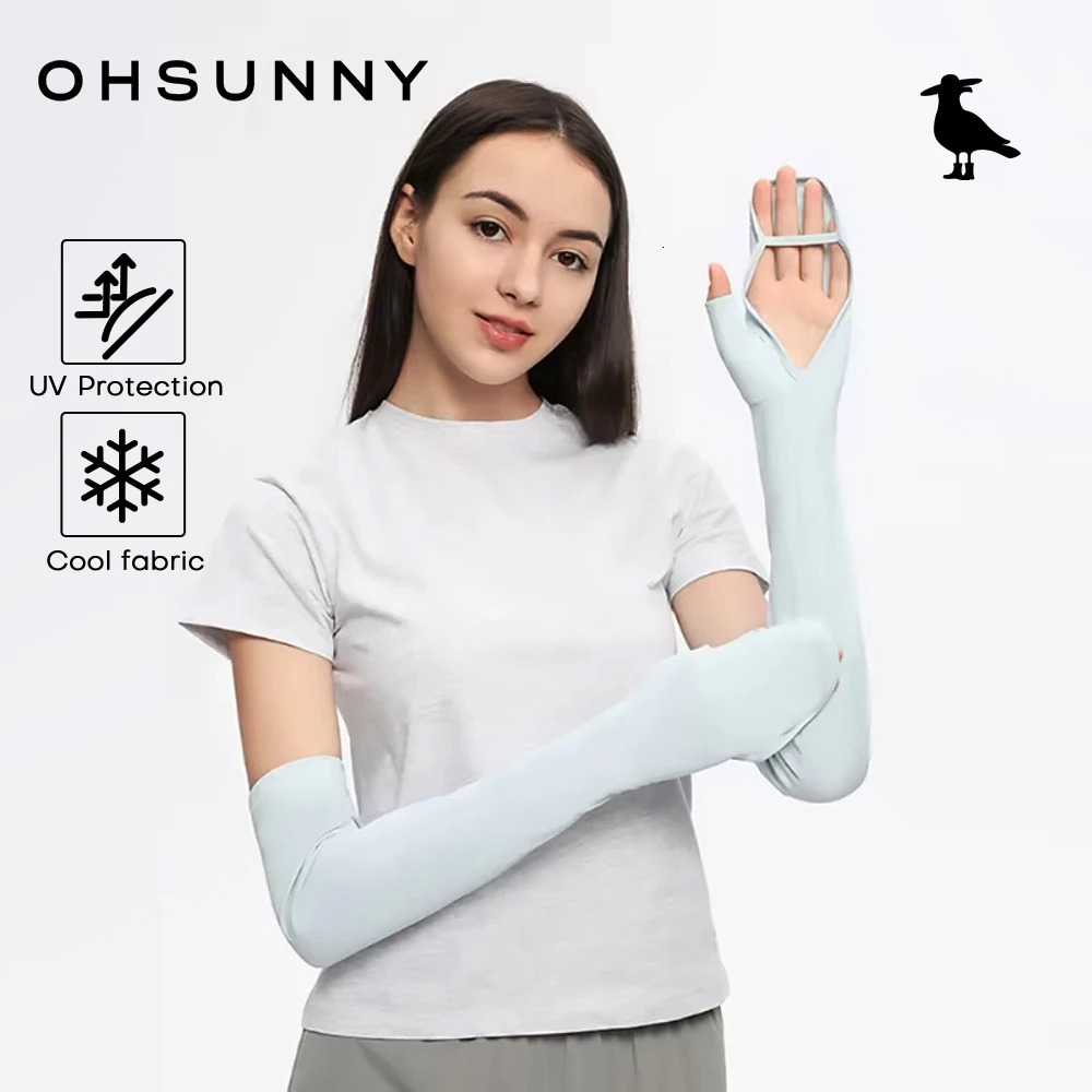 OhSunny Sun Protection Long Gloves Woman Driving Anti UV Full Coverage Sleeves Ice Feeling Arm Covers with Hand Back UPF50 250610