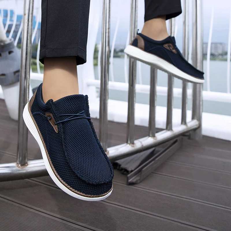 Mens Adjustable Lace-Up Loafers Shoes N-Slip Sole Breathable Upper Comfortable for Walking Jogging Casual Shoes XJ250614