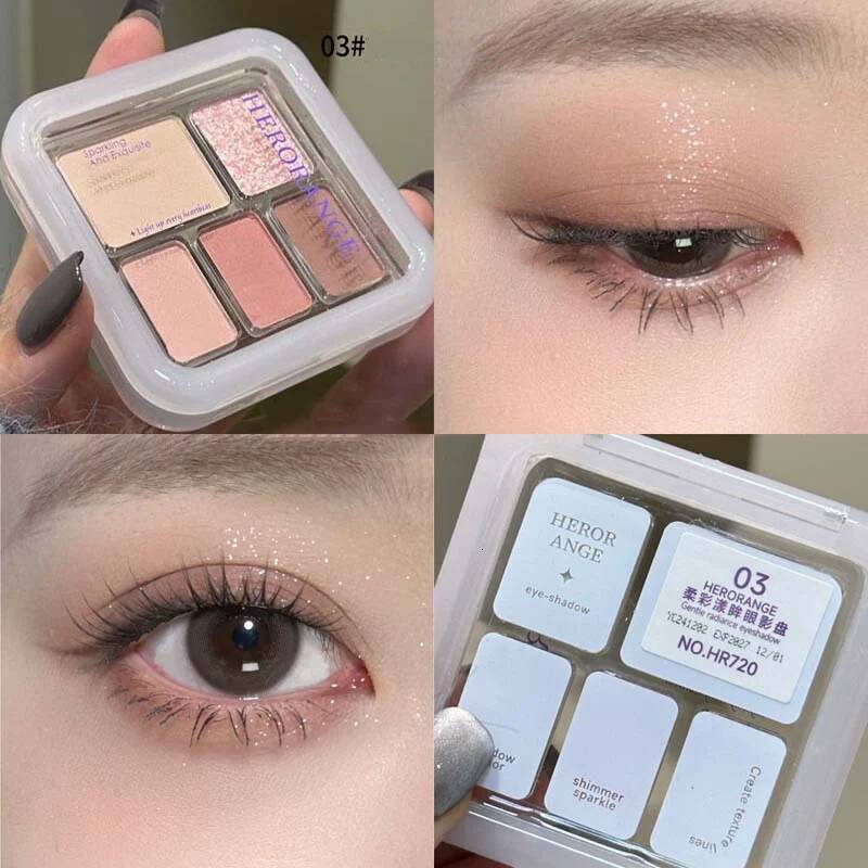 5-color Pearl Highlight Eyeshadow Brighten Palette Glitter Long Lasting Shiny Black Blue Nude Makeup Eyes Cosmetics