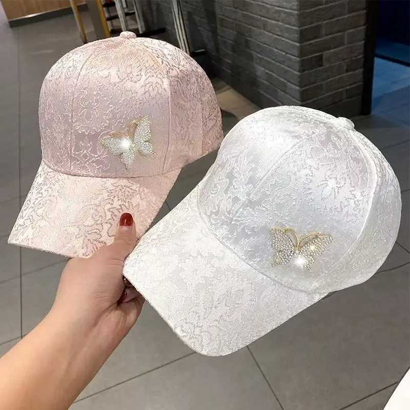 Diamond metal butterfly baseball cap for womens summer sun protection and fashion duck tongue sun baseball cap W250614
