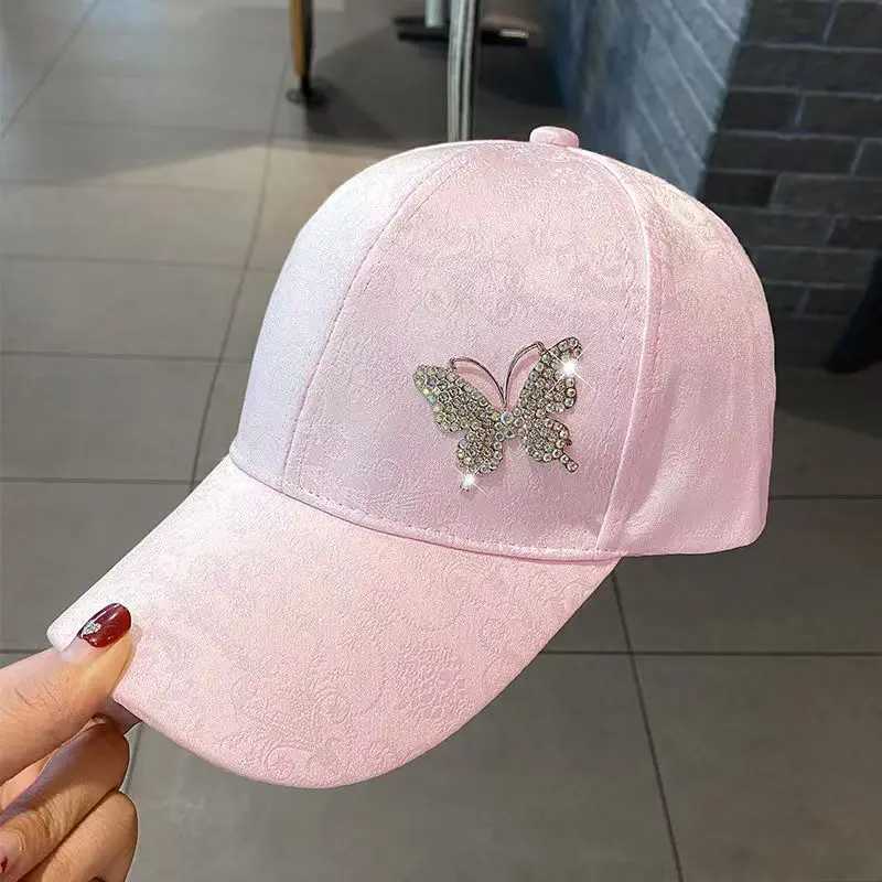 Diamond metal butterfly baseball cap for womens summer sun protection and fashion duck tongue sun baseball cap W250614