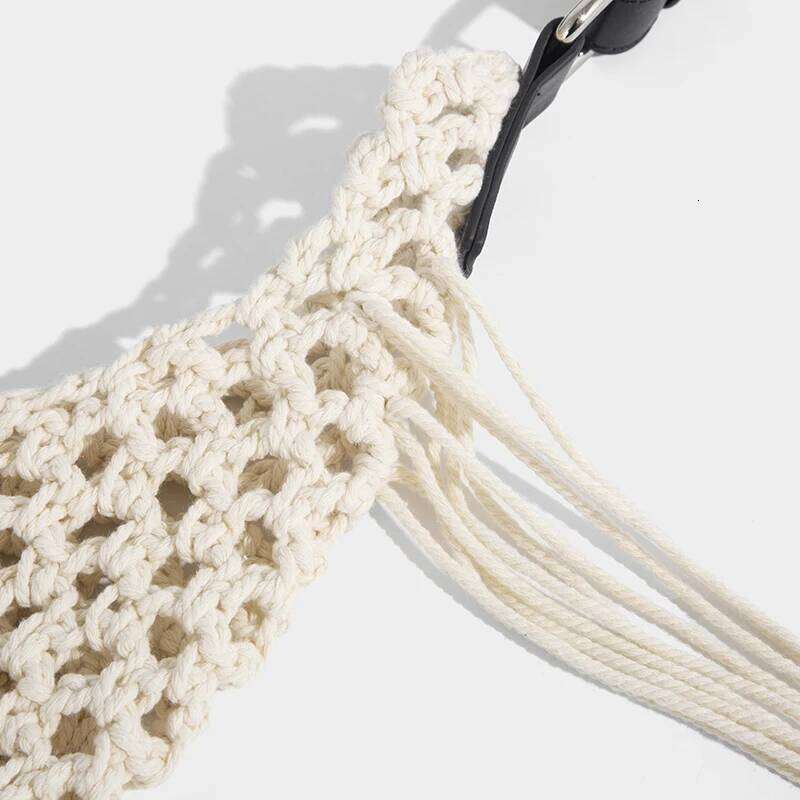 Women's Summer Bohemian Straw Weaving Tote 2025 New Designer Nylon Fabric Hollow Tassel with Large Capacity Beach Bag