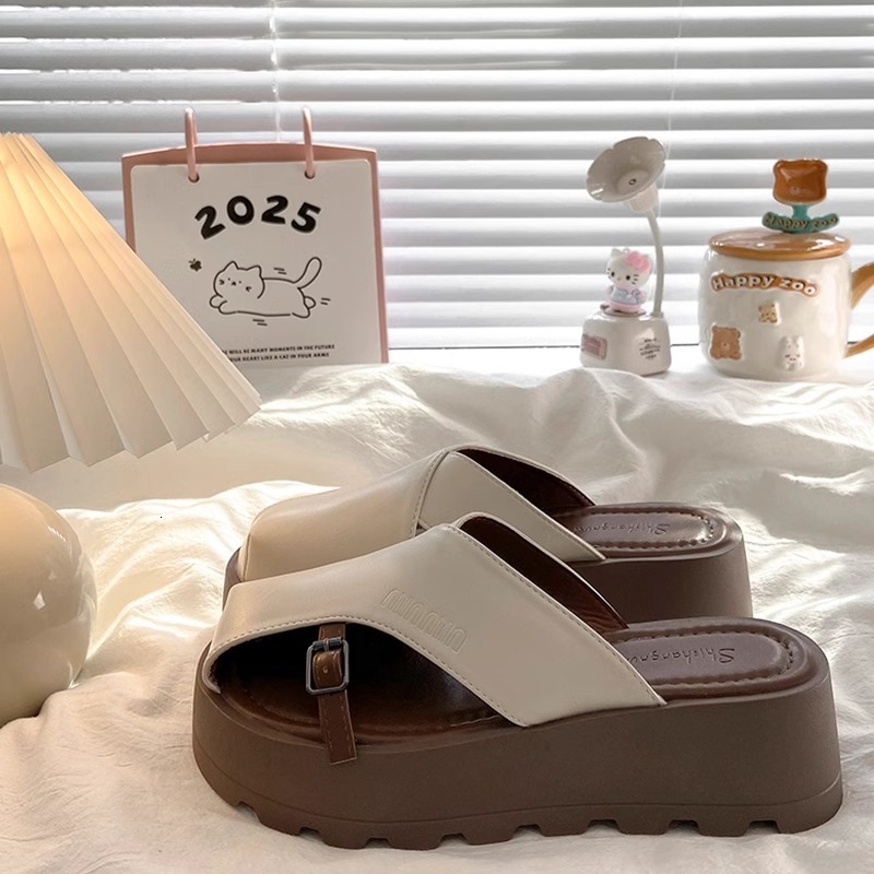 Ddmysports Spring Summer New Fashion Closed Toe Half Slippers For Women Platform Thick Sole Comfortable Versatile Lazy Beach Sandals Outdoor Shoes