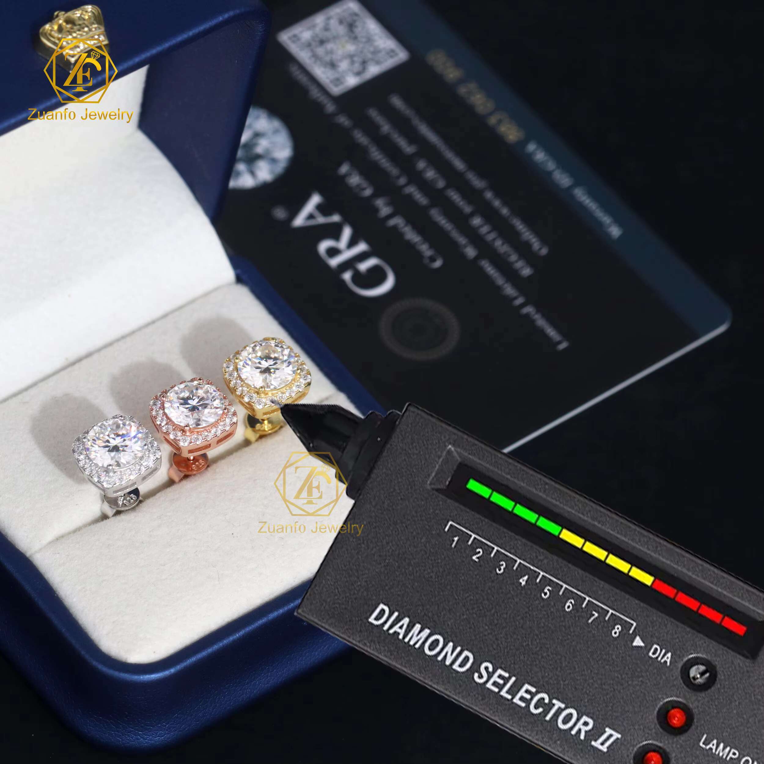 Luxury 925 Sterling Silver 18K Gold Plated Waterresistant Round 1CT 2CT Moissanite Stud Earrings for Men and Women