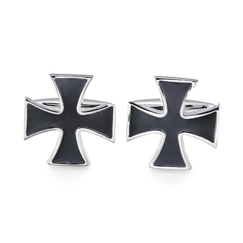 High quality black cross cufflinks fashionable French shirt badge brass material brand design mens wedding cufflinks XJ250614