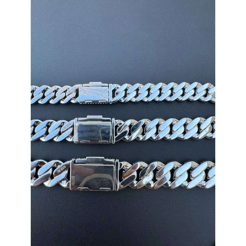 MOISSANITE Sterling Sier 10Mm 12Mm 14Mm Miami Cuban Link Chain Rounded Prong Vintage 16-30 Lengths PASSES DIA Tester