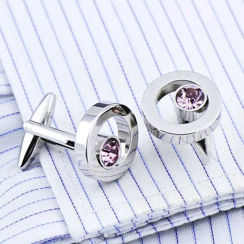 French Shirt Cufflinks Mens and Womens Business Banquet Wedding Speech Gifts Simple High Grade Metal Blue Crystal Cuff Links XJ250614