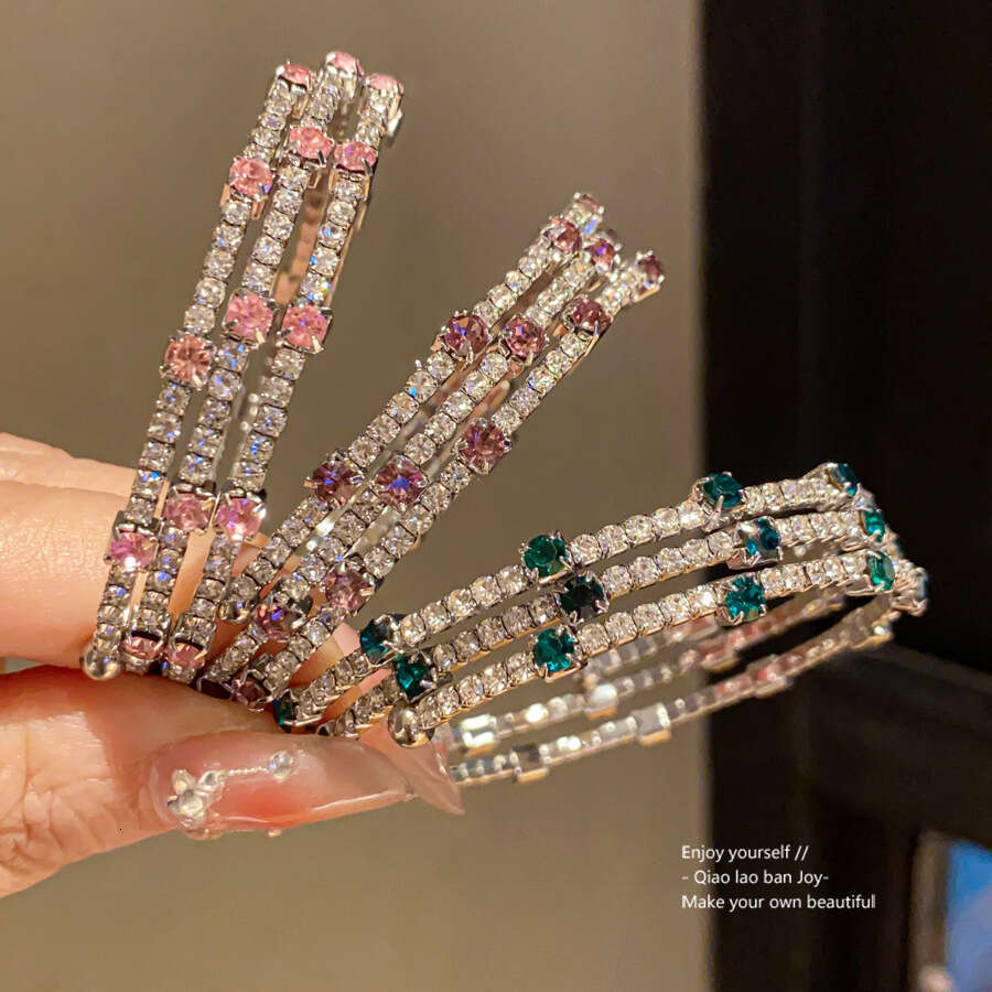2025 new luxury jewelry designer bracelet Inlaid moissanite Multi-layer Geometric Open Bracelet Fashion Sweet Bangle Women Versatile Commuting Jewelry