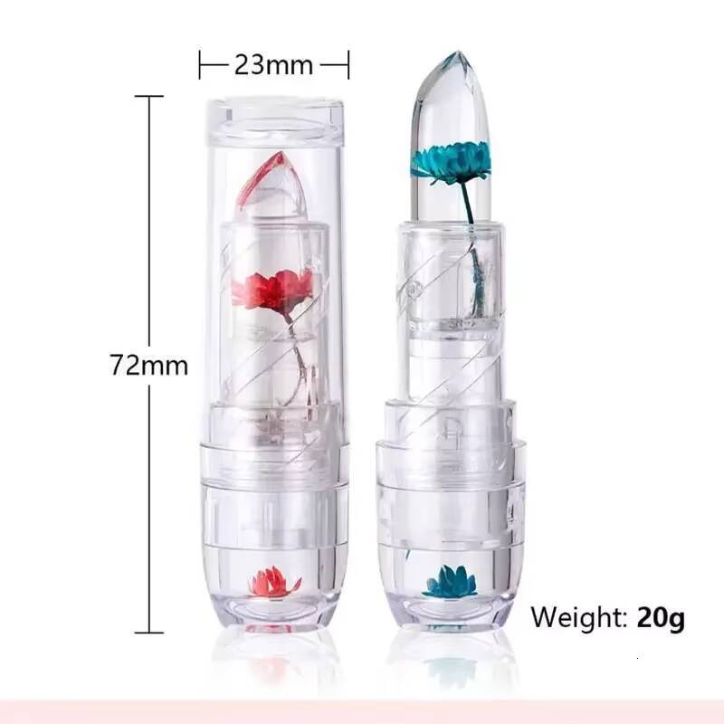 Magic Jelly Flower Temperature Change Transparent Moisturizing Lip Gloss Non-Stick Cup Color-Changing Lipstick happy