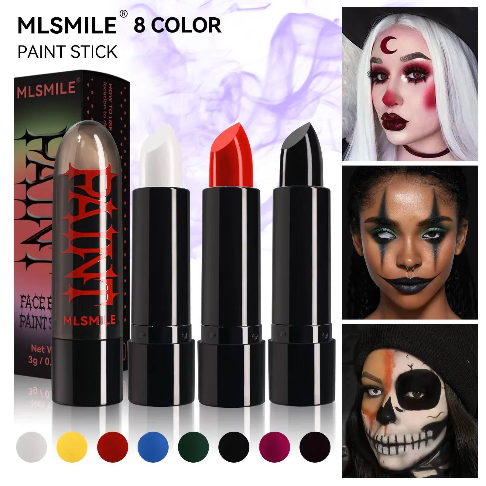 Matte Lipstick Dark Black Vampire Olive Green Creative Halloween Makeup Face Body Painting happy