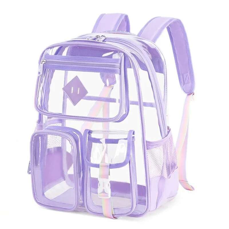 Clear For Girls Large Capacity Waterproof Bag Fashion Transparent PVC Backpack For Primary School Student