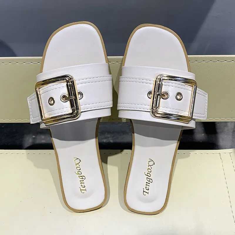 New Women Slides Personality Open Toe Wear-resistant Office 2025 Flat Slippers Summer Sandy Beach Sandals Women Shoes Z250614