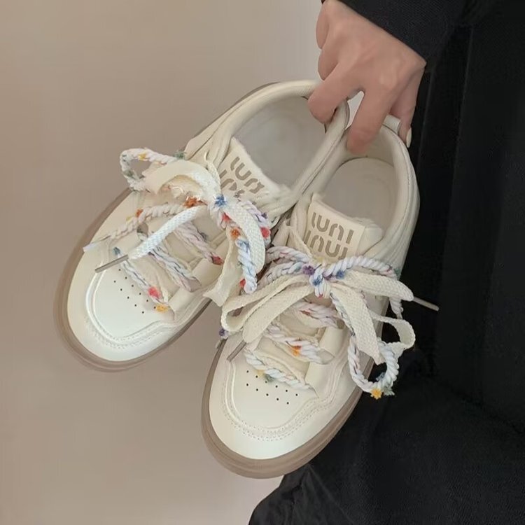 Ddmysports New Leather White Thick Sole Casual Versatile Sneakers To Match Skirts Make Feet Look Smaller Spring And Autumn Women S Shoes Outdoor Shoes