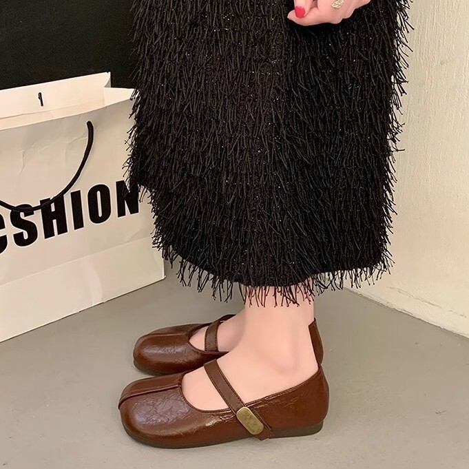 Ddmysports New Evening Breeze Small Single For Women Spring Flat With Skirt Mary Jane Shoes Soft Sole French Style Loafers Outdoor Shoes