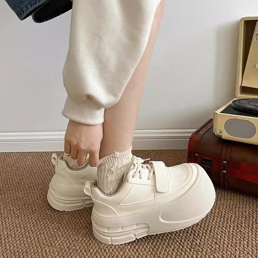 Ddmysports Platform Sole Versatile Height Increasing Thick Soled White Sneakers For Women New Spring Lightweight Sports Shoes Outdoor Shoes