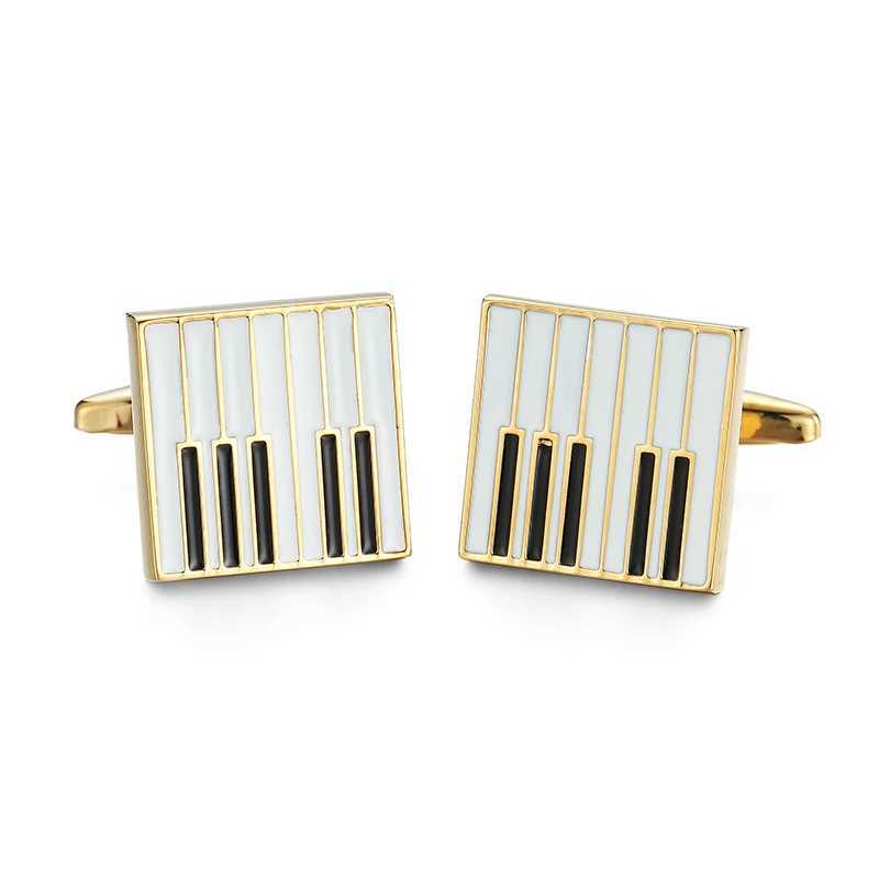 Classic Mens French Shirt Cufflinks High-end Music Guitar Piano Saxophone Cuff Button Business Suit Accessories Jewelry Gifts XJ250614