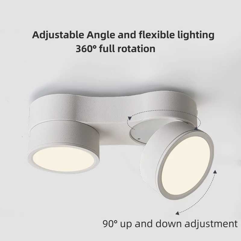 Ultra-thin LED Ceiling Perforation-Free Adjustable Angle No Main Light Living Room Ceiling Double Head Spotlights XJ2500613