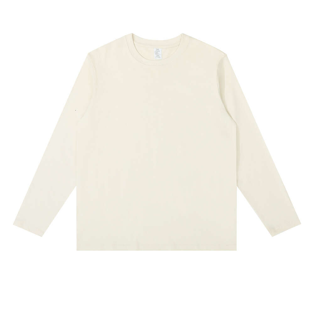 Khaki Base Shirt Long Sleeve Autumn Winter Combed Long-Staple Cotton T-Shirt Solid Color Versatile Fashion Casual Unisex Tee