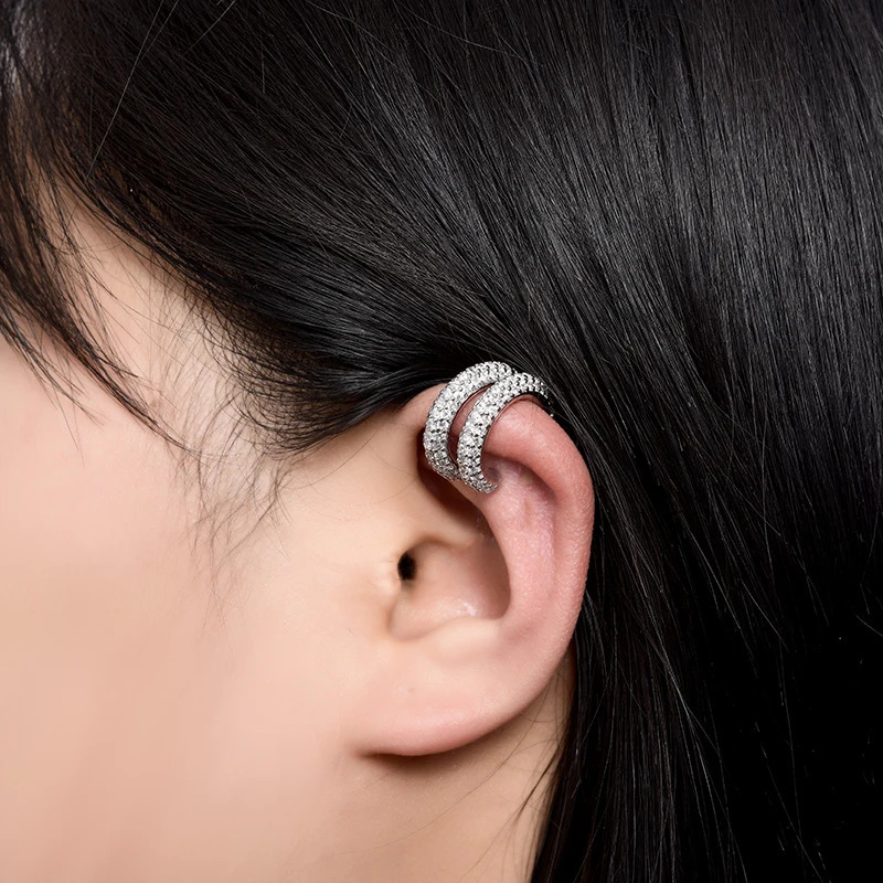 IPC Round C Shape Cartilage Clip Earrings For Women No Pierced Earrings A Zirconia Geometric Jewelry Gold Silver Color 250610