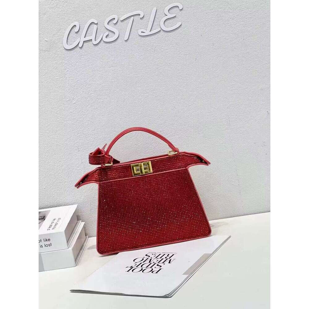 New Mini Diamond-Studded Hotfix Rhinestone Handbag Flip Cover Fashion Single Shoulder Crossbody Chain Women's Small Square Bag