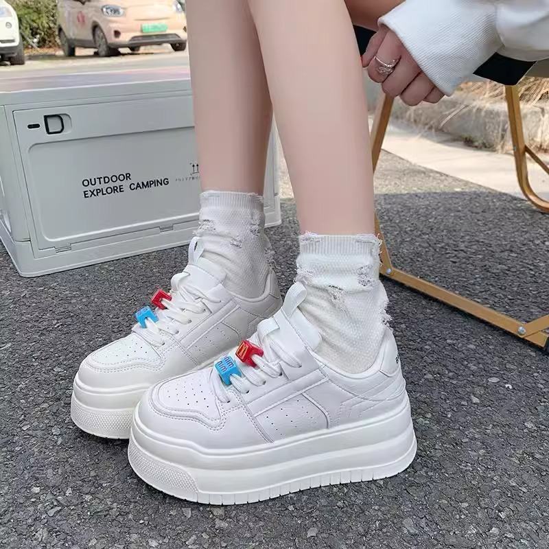 Ddmysports Spring New Korean Style Petite Thick Soled Height Increasing White Sneakers Casual Board Student Platform Women S Shoes Outdoor Shoes