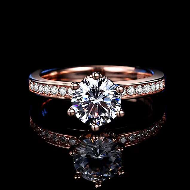 Custom Solitaire Rings Rose Gold Plated Prong Setting Crown Shaped Finger Rings 925 Sterling Silver Moissanite Wedding Rings