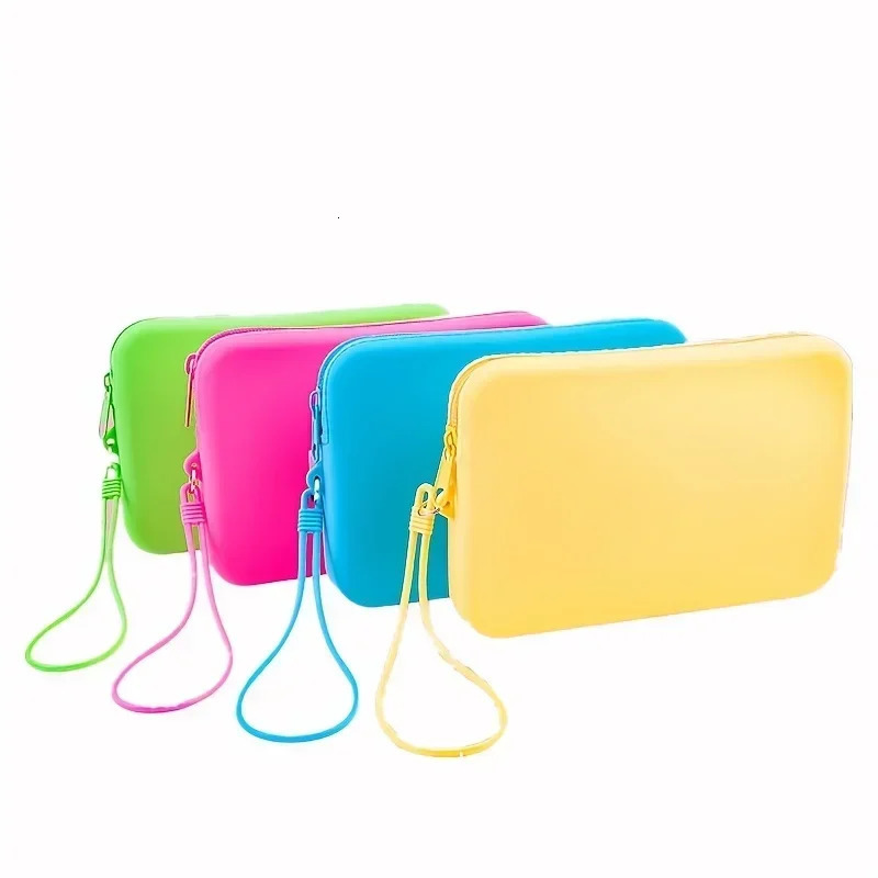 Cosmetic Storage Bag Silicone Toiletry Organizer for Women Fashion Solid Color Zipper Makeup Accessories Case 250614