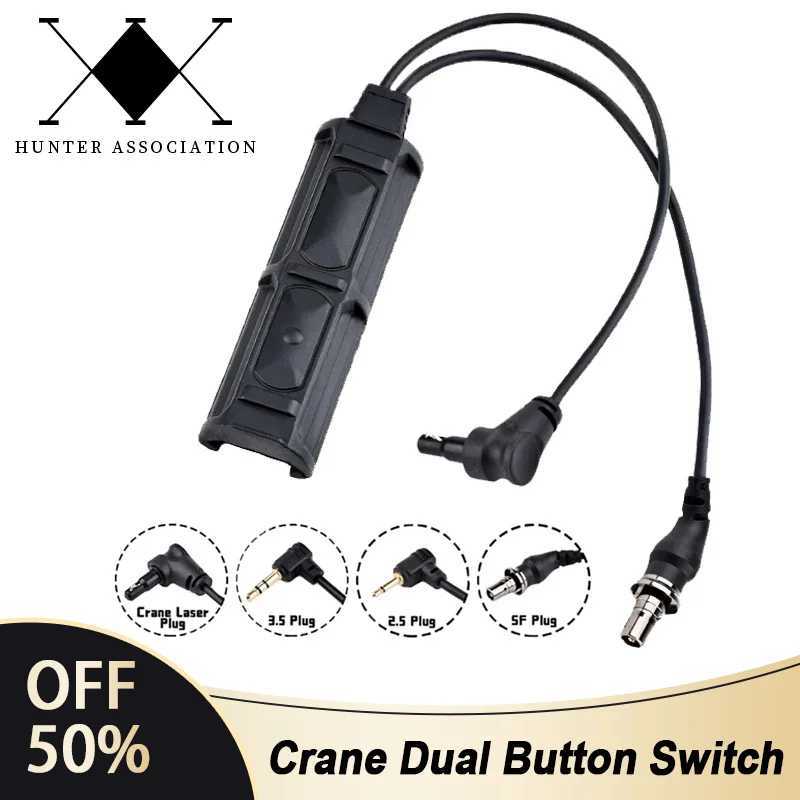 Tactical Crane Dual Pressure Button Switch SF PLUG 2.5/3.5MM Remote Switches Fit PEQ DBAL OGL Laser M300M600 Hunting FlashlightXJ250613